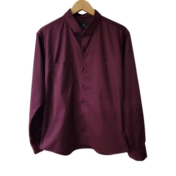 Eighteen Club Mens Burgundy Long-Sleeve Button-Up Shirt XL 100% Cotton - Picture 1 of 6